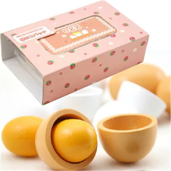 

Kitchen Toys Pretend Play 6 pcs Wooden Eggs Yolk & shells Food Cooking Kids Children Baby Toy fun Lovely interesting magic gift