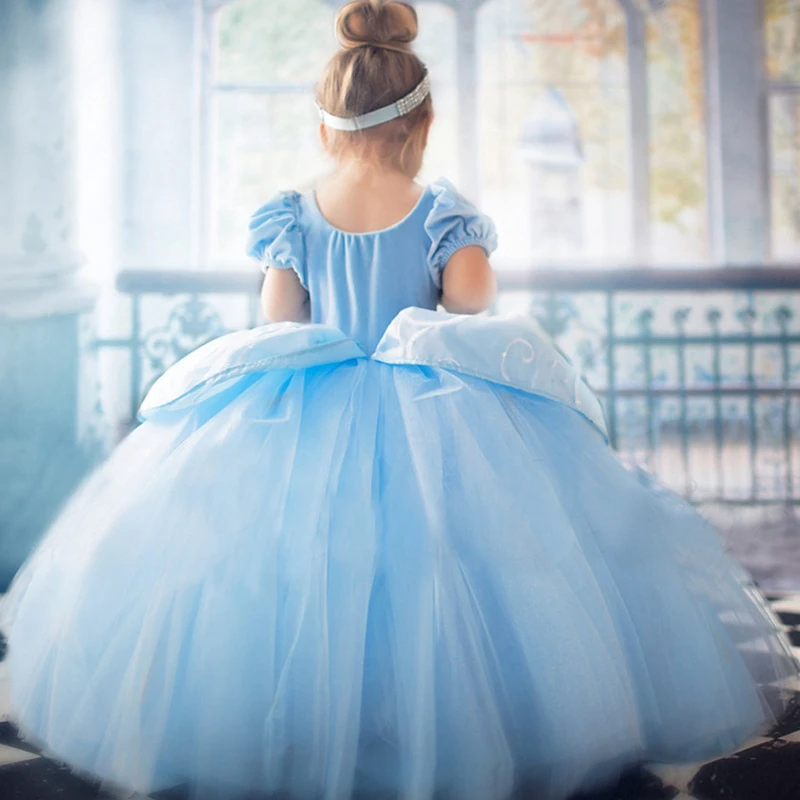 Платье Золушки для праздничное платье для девочек Карнавальный костюм на Хэллоуин детская одежда принцессы Золушки платья с героями мультфильмов для девочек