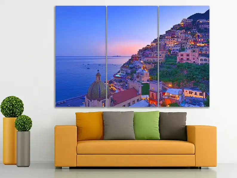 Картина с большими Positano итальянский пейзаж цветная большая стена художественный