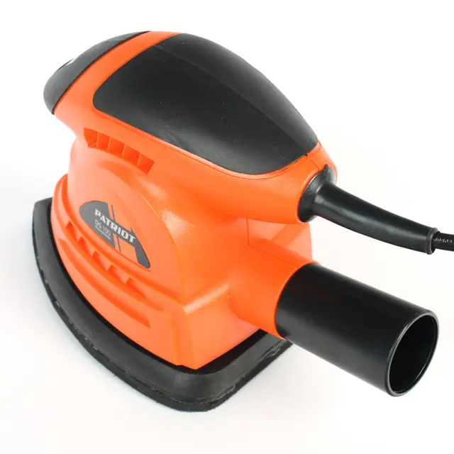 Машина шлифовальная вибрационная PATRIOT OS 100 (Мощность 130 Вт, скорость 13000 колебаний в минуту, размер подошвы 140х140х80 мм, дельтавидное основание, прорезиненная рукоятка ExtraGrip)