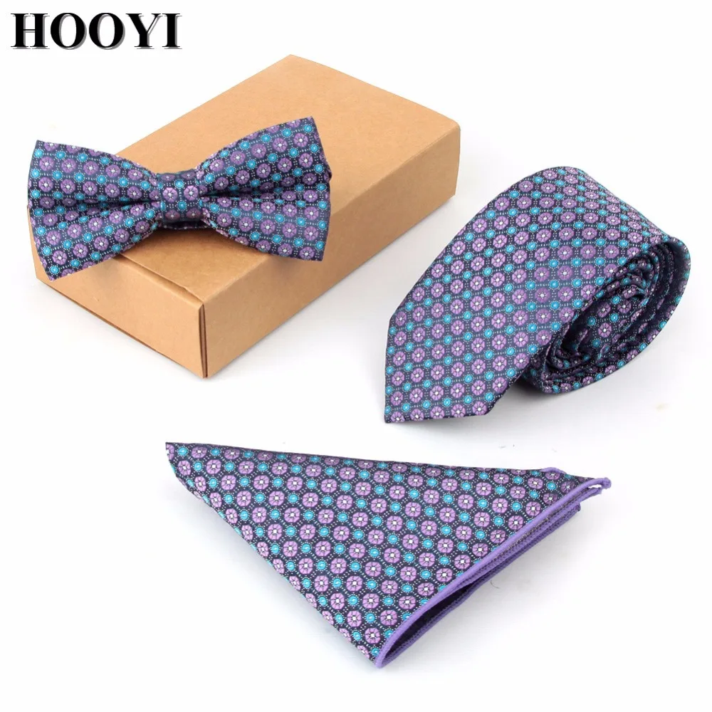  Slim Ties for men Party Neck Tie Set Bowtie Pocket square Handkerchief Wedding Gift Necktie Butterf