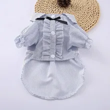 Вечерние полосатые рубашки для собак с галстуком-бабочкой, милая одежда для домашних животных, пудель для йоркширских терьеров и чихуа-Хуа, костюм для собак