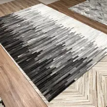 Современный серый смесь коровья кожа ковер пэтчворк Натуральная Воловья кожа ковер