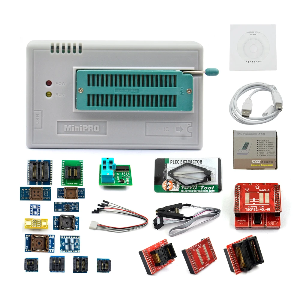 Оригинальный Универсальный USB программатор TL866 II Plus EEPROM FLASH с 24/25/28 адаптерами