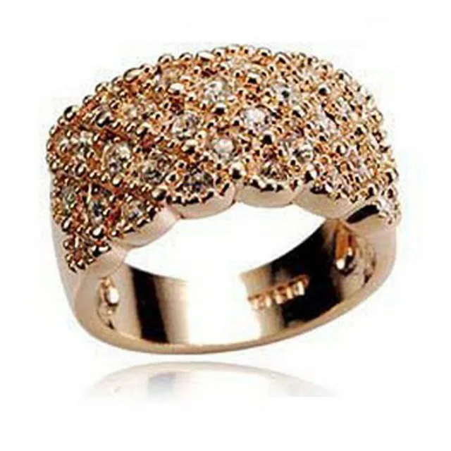 Hot Selling Women Girl Elegant Shine Full Rhinestone Ring Stainless Wide Band Go Hot Selling Women Girl Elegant Shine Full Rhinestone Ring Stainless Wide Band Go