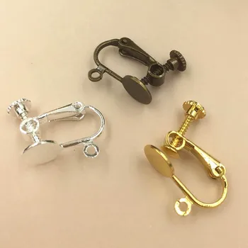 

Screw Back Clip On Earrings Hanger Connector Linkers 8mm Flat Circle Glue Pad Bases No pierced Clip Earrings Blanks DIY Findings