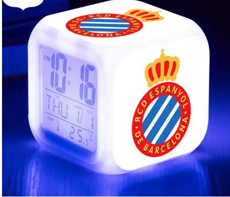 La Liga цифровые часы Криштиано Роналду цифровой будильник часы светодиодный светильник reloj despertador футбол/футбольный клуб часы - Цвет: Серебристый