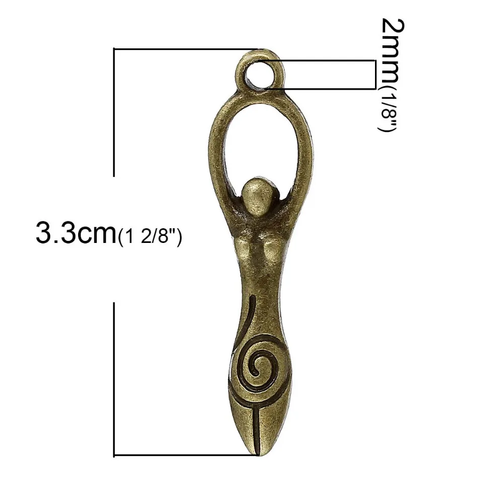 DoreenBeads Zinc metal alloy Charm Pendants Goddess Antique Bronze Graceful goddess Hand carved Antique Charm Pendants Hot 6 PCs (1)