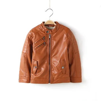 

Toddler boy jacket Kids PU jackets for girls Jaqueta de couro Velvet Inner thincen Faux leather Infant jacket Winter coats