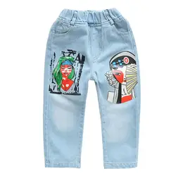 Осенние штаны джинсовые штаны для маленьких детей длинные штаны с рисунком для малышей новые штаны