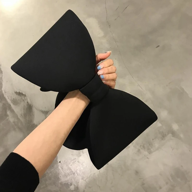 

Designer Women Handbags Bow Day Clutches Bag Ladies Evening Party Clutches Black Handbag Shoulder Bag(Black)