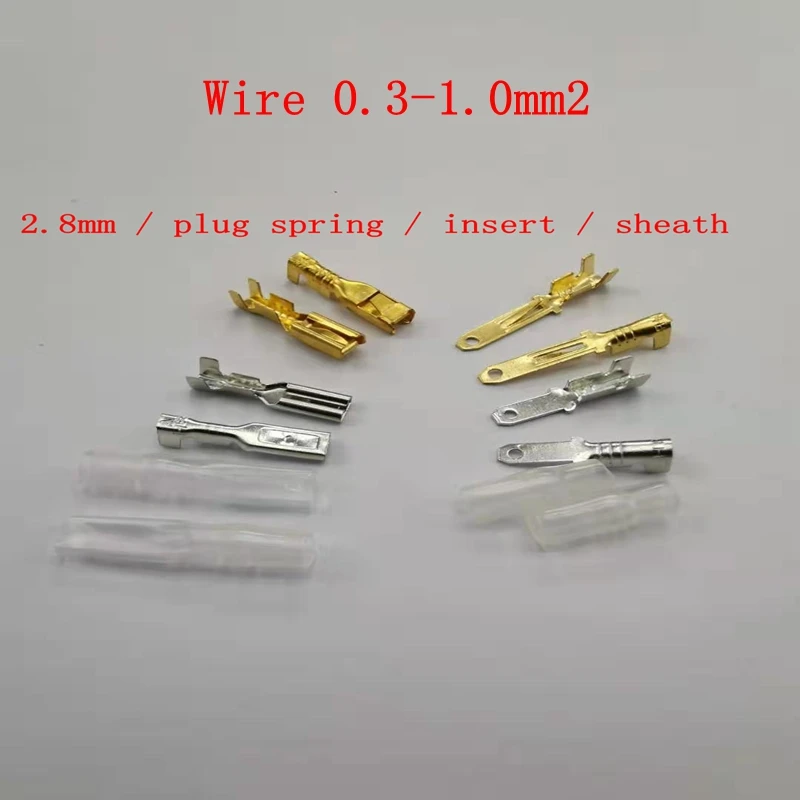 

2.8 Plug spring sheath cold-pressed terminal block plug-in copper connector female insert wire connector female head