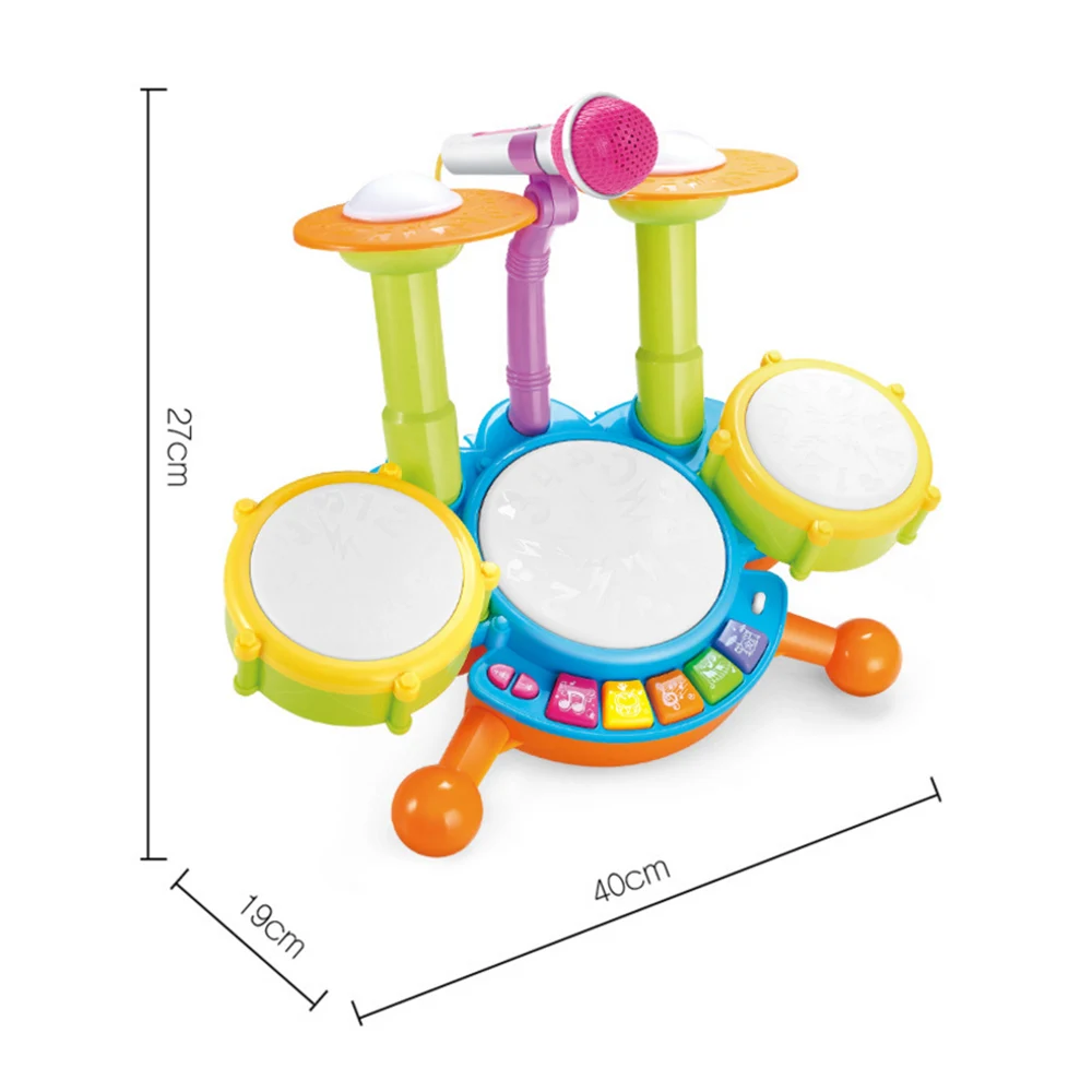 Детский динамический флэш-светильник игрушечный набор барабанов с регулируемым микрофоном развивающая игрушка для мальчиков и девочек подарок на год и день рождения