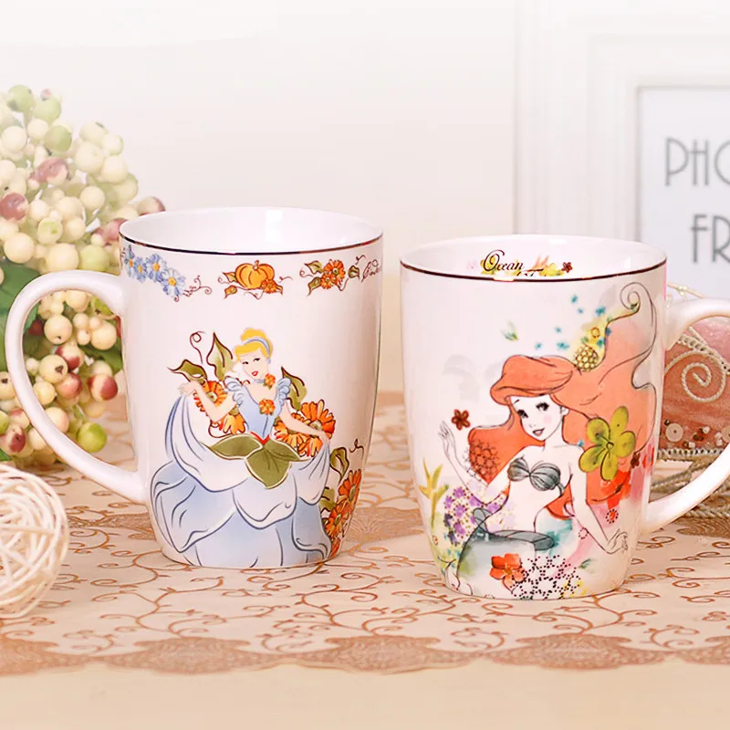 

Cute Creative Cartoon Mugs 400ml Breakfast Mug Princess Milk Breakfast Coffee Mug Cup Beauty Girl Porcelain Tea Cup Nice Gifts