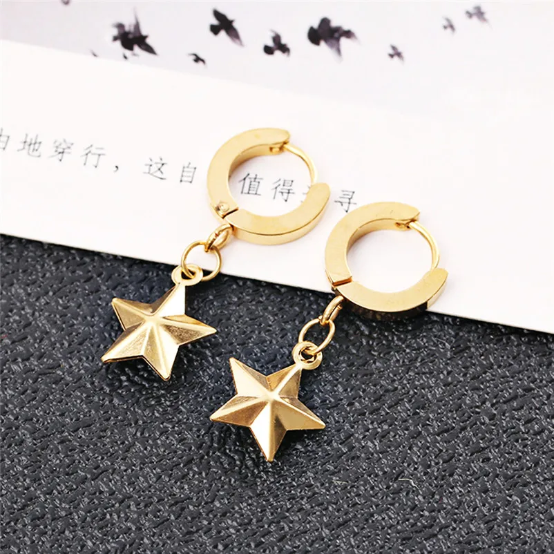 2018 Trendy Earrings for women Dangle earrings Stainless Steel Earrings Golden Moon Pendant Earrings Jewelry Brincos J19#N (23)