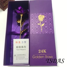 1 шт. креативный подарок на день Святого Валентина 24 К позолоченный розовый фиолетовый цветок розы романтический для любимой девушки