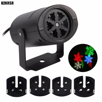 

KZKRSR 4PCS Card Stage Lighting Mini pattern Projector RGBW Stage Light Heart snow spider bowknot For Christmas Xmas Party Lamp