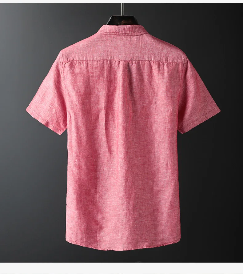 Простая рубашка мужская летняя новая мода с коротким рукавом Хлопок Лен Твердые кнопки дышащие пляжные рубашки Повседневный подарок высокое качество