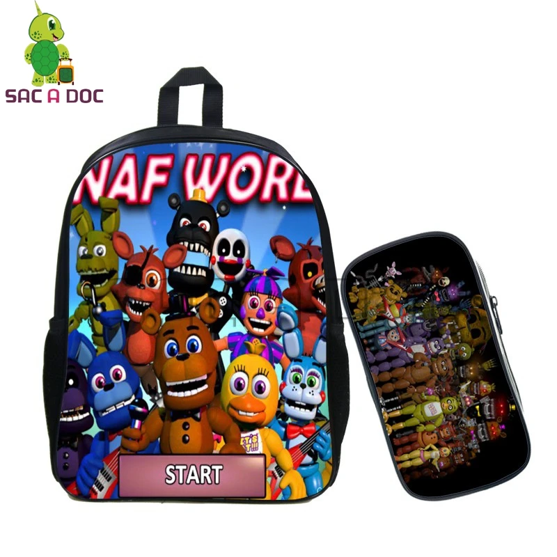 

Five Nights At Freddy's 2 Pcs Set Backpacks for Teenagers Girls Boys Students School Bags Kids Pen Penicl Case