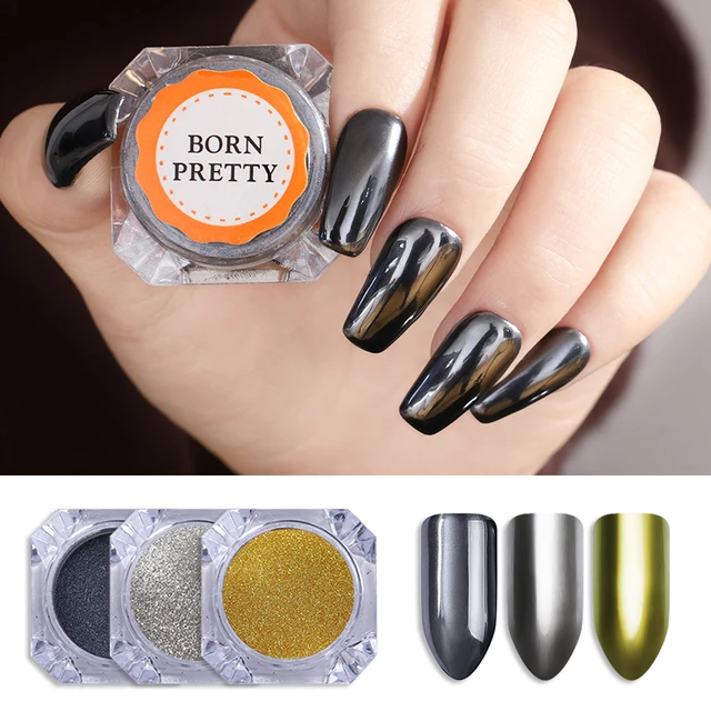 3pcs Mirror Sliver Gold Black Nail Powder Set Shining Manicure 3pcs Mirror Sliver Gold Black Nail Powder Set Shining Manicure Art Chrome Pigment Glitter Dust