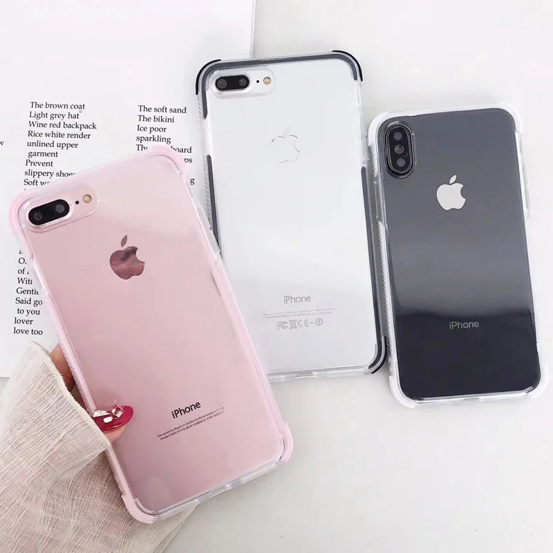 

UBERAY Anti-Knock Case For iPhone XS XR XS Max X 5 5S 6 6S 7 8 Plus Transparent Soft TPU Full Body Phone Back Cover Cases Coque