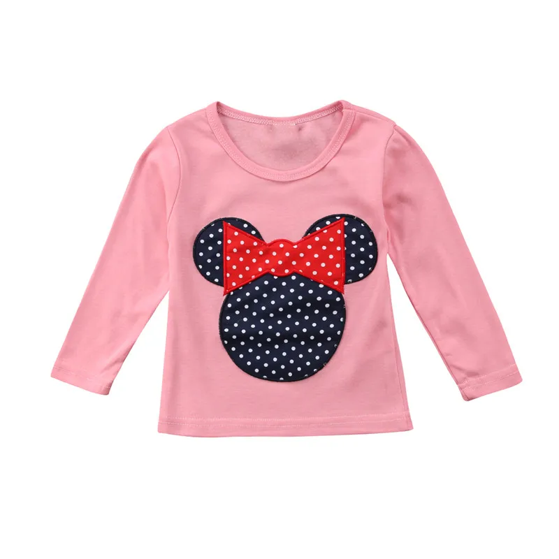 New Kids Toddler Clothes Girls Polka Dot Long Sleeve Casual T Shirt Blouse Tops Cute Cartoon