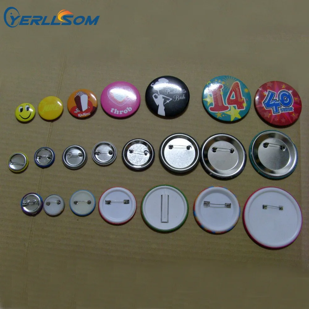 

Free shipping YERLLSOM 500PCS/Lot Custom Tinplate Badge With Personal Logo Metal Button Badge with Safety Pin for Clothes