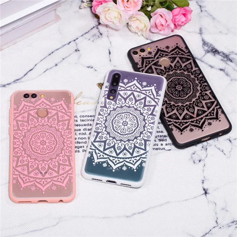 Case For Huawei P20Lite Cases Luxury 3D Relief Lace Flower TPU + PC Silicone Case For Huawei P8 P9 P10 P20PRO Mate10 Case Coque (5)