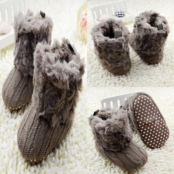 Baby Kid Knitted Fur Snow Boots