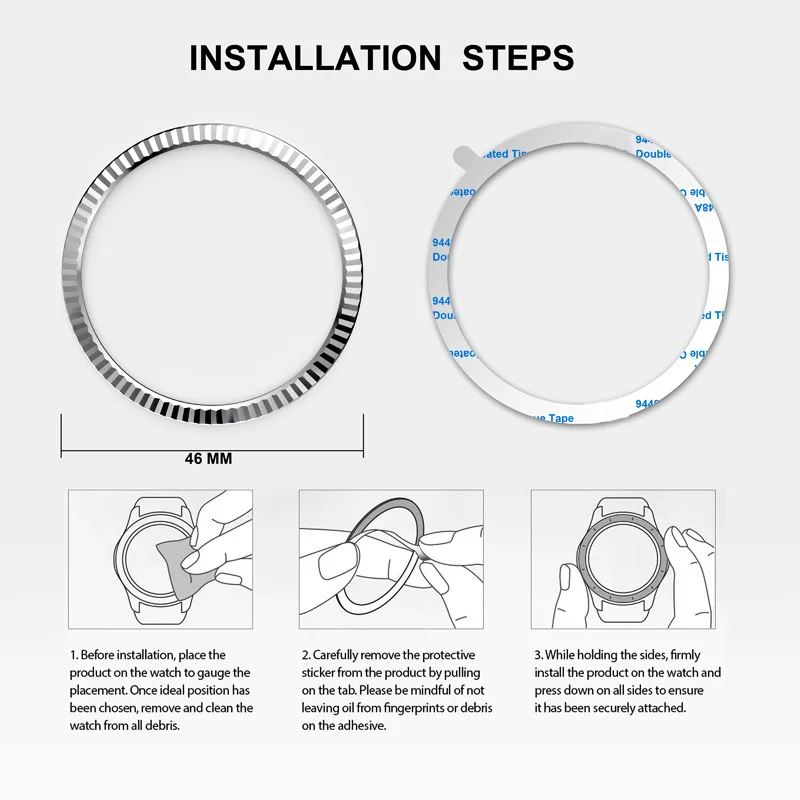 Ободок кольцо клейкая крышка против царапин нержавеющая сталь для samsung Galaxy Watch 46 мм/gear S3 DC128