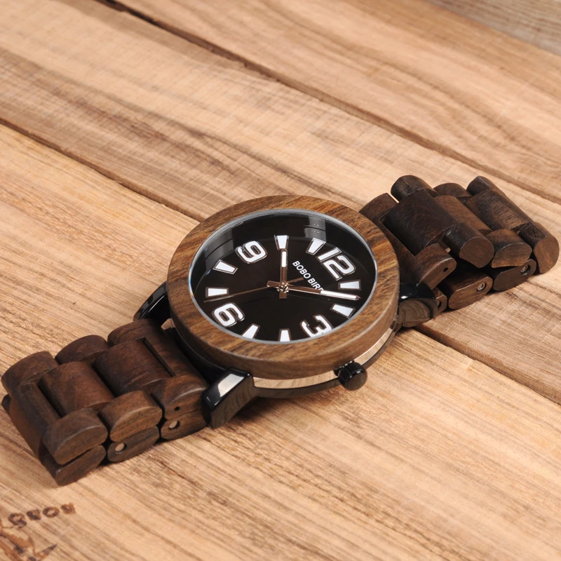 BOBO BIRD V-O21 Luxury Men Wristwatch Wood Unique Japan Movt Quartz Watch with All Stainless Steel Case relogio masculino