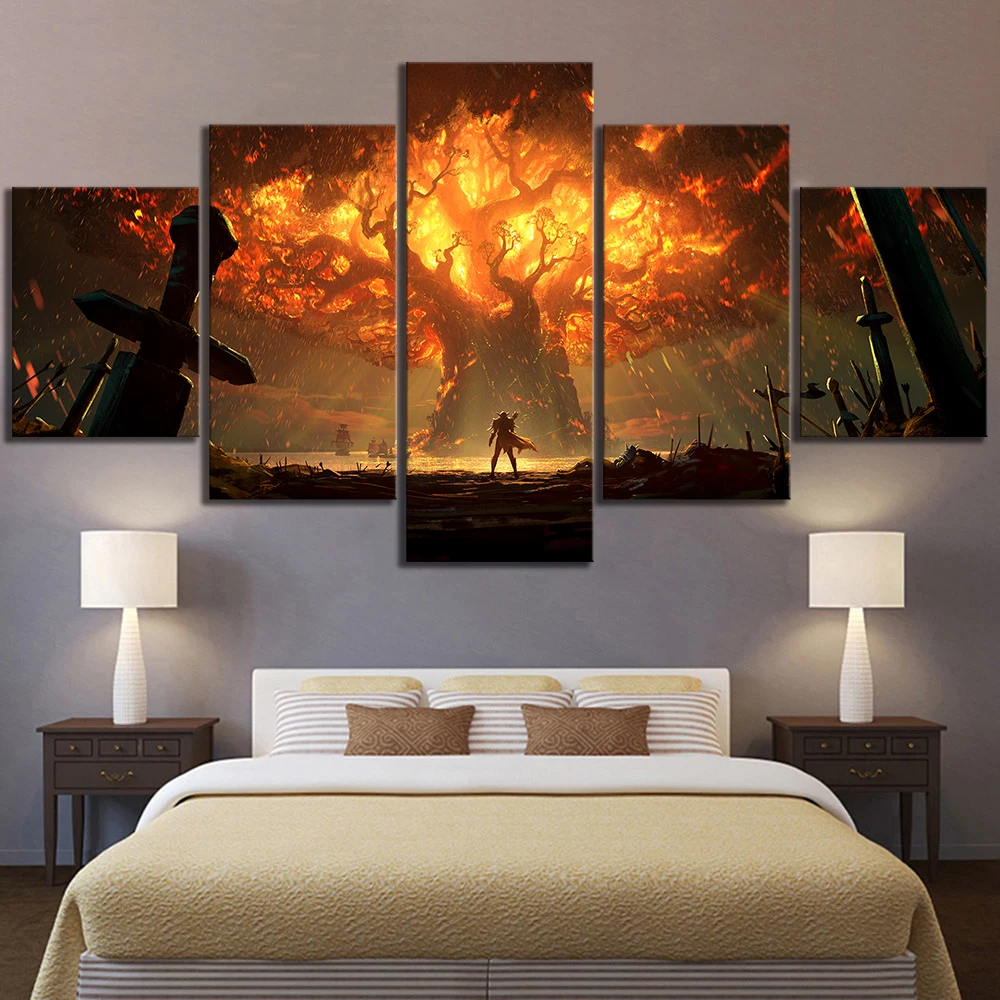  Modern Wall Art HD Print Pictures Home Decor 5 Panel Game World of Warcraft DOTA 2 Abstract Poster 