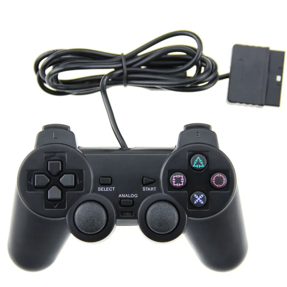 Игровой контроллер для SONY playstation PS2, консоль Dualshock 2, 1,5 м, проводной двойной амортизатор, черный джойстик, геймпад, джойстик