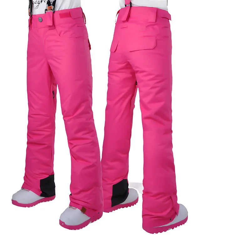 Бренд Gsou зимние женские лыжные брюки водонепроницаемые ветрозащитные брюки для сноубординга женские зимние брюки зимние теплые брюки лыжные брюки - Цвет: rose red