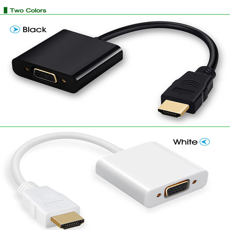 Shuliancable HDMI TO VGA Adapter Audio and Video Cable  HDMI VGA  Connector for Computer Monitor Projector 1080P 3D HDMI to VGA 