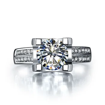 

C Brand Classic Ring Moissanite Test Positive 2CT Synthetic Carbon Moissanite Ring for Women White Gold AU585 Engagement Ring