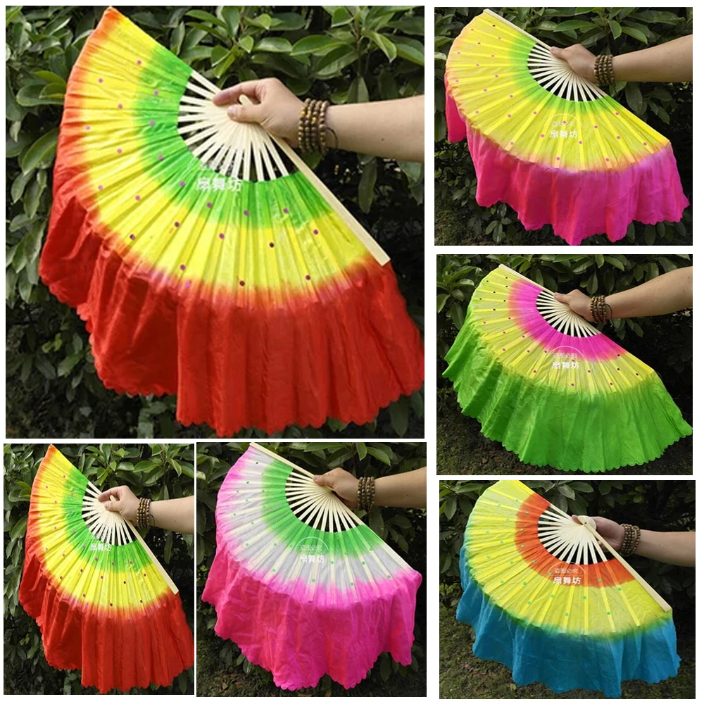 Fashion Murah Polyester Belly Dance Fans Cadar Bagus Gradien Warna Dengan Sequin Tahap Tampilkan Penggemar Rusuk Bambu Tangan Dicelup 5 Warna Fans Veil Fan Veils Belly Dancefan Cl Aliexpress