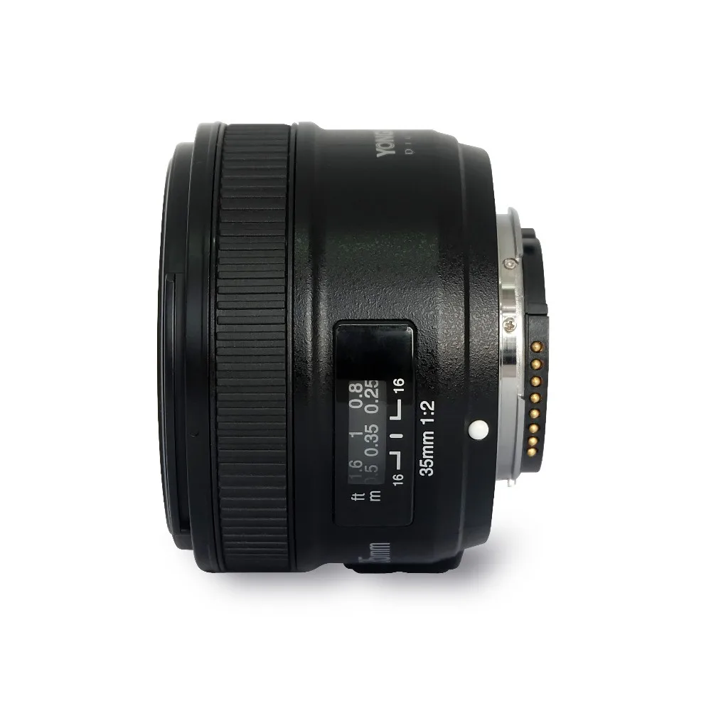 Широкоугольный объектив YONGNUO YN 35 мм F2.0 AF/MF с фиксированным фокусом для камер Nikon F