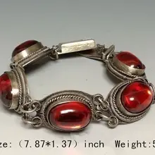 Красивые китайские серебряные бокалы для вина инкрустированные с искусственным красным Цирконом браслет