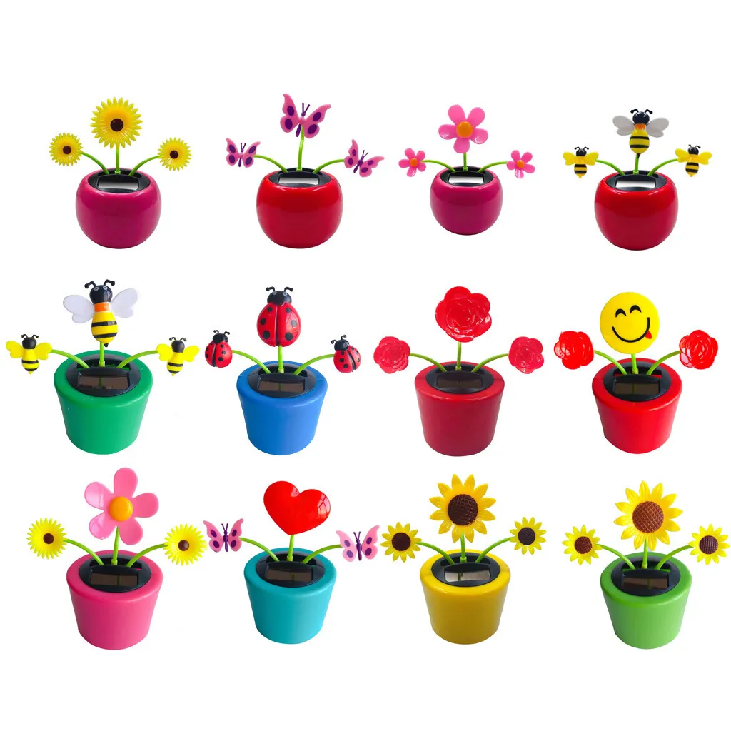 

12 Styleing Flower Solar Powered Dancing Swinging Animated Dancer Toy Car Windowsill Decoration Car Accessories Drop Ship