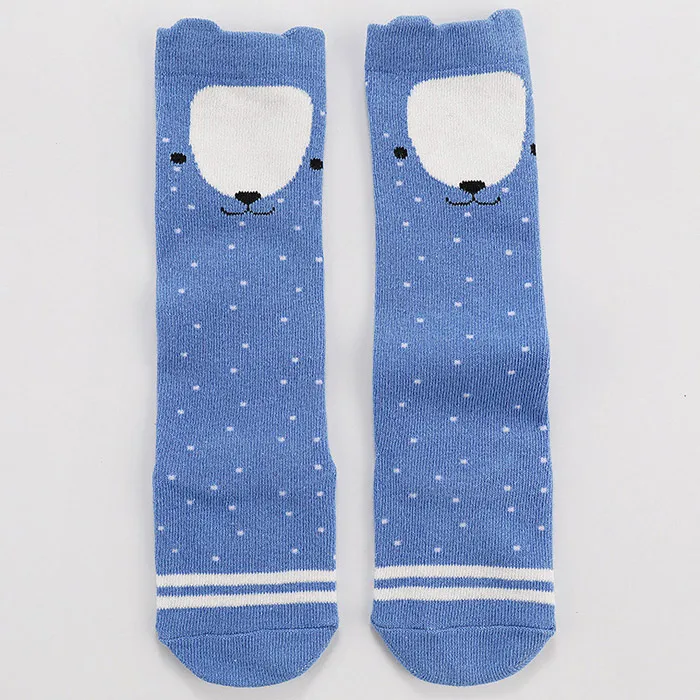 Детские гольфы для маленьких мальчиков и девочек, Нескользящие Детские носки с рисунками животных длинные нескользящие носки для детей от 0 до 4 лет - Цвет: Bear Blue