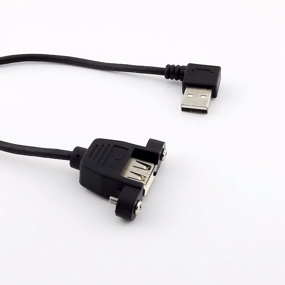 1 шт. USB 2,0 A Женское крепление на панель к USB A штекер левый угловой удлинитель 25 см