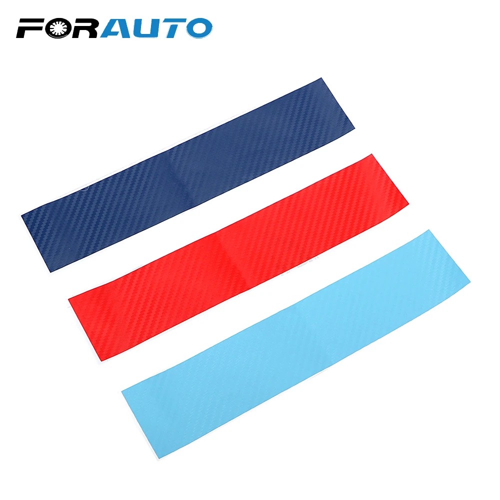 

FORAUTO 3pcs/set Car Stickers Decals Carbon Fiber Front Grill Stripes Decals For BMW M3 M5 M6 E46 E39 E60 E90 Car-styling