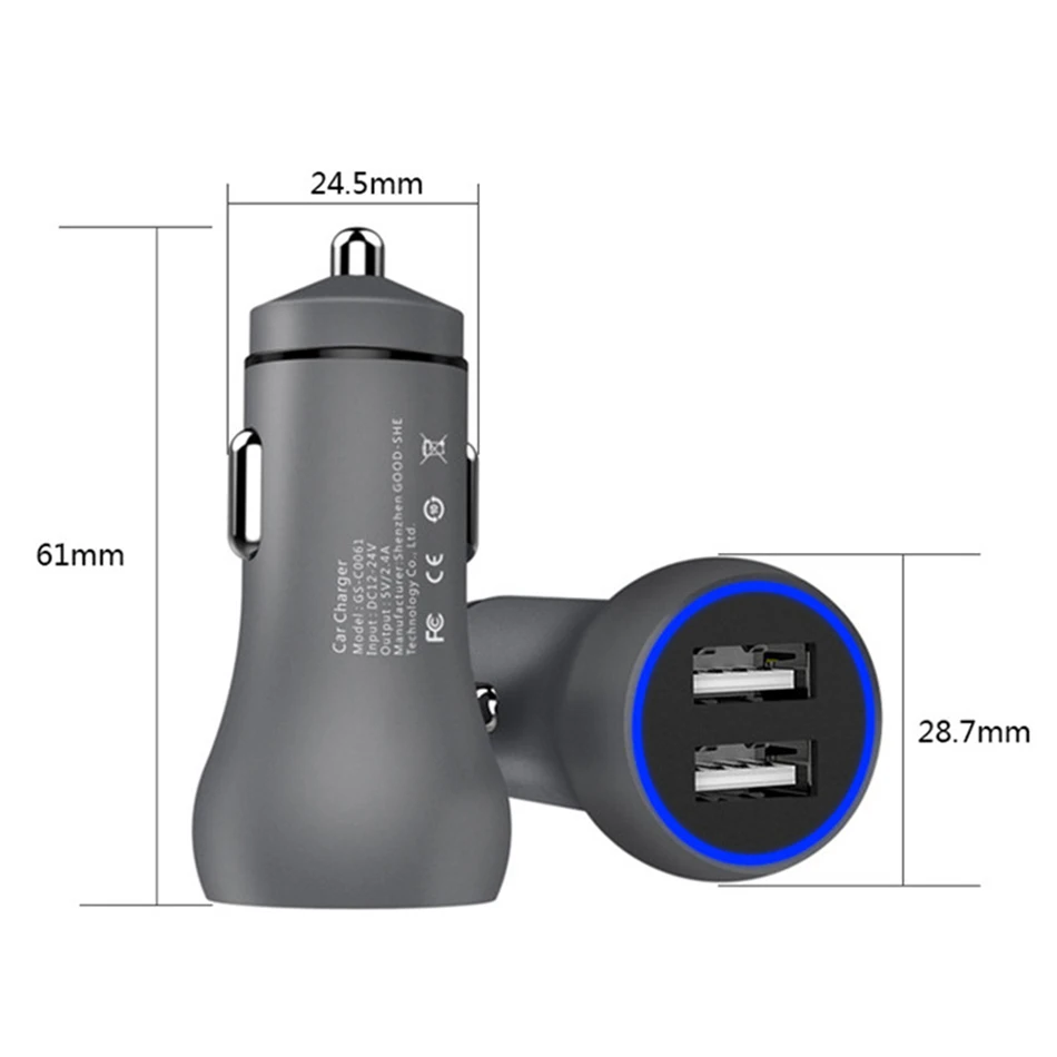 Автомобильное USB быстрое зарядное устройство для мобильного телефона зарядное устройство двойной USB порт Быстрый автомобильный адаптер для iPhone samsung W/светодиодный планшетный ПК телефон автомобильное зарядное устройство