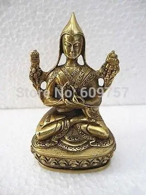 

rare luck Brass Little Tsongkahpa Guru Buddha Tibet Figurine Buddha Collectables Statue gift art bronze Genuine copper