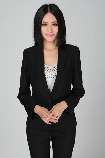 Plus Size S 3xl Women Wedding Black Pants Suits Work Wear Single