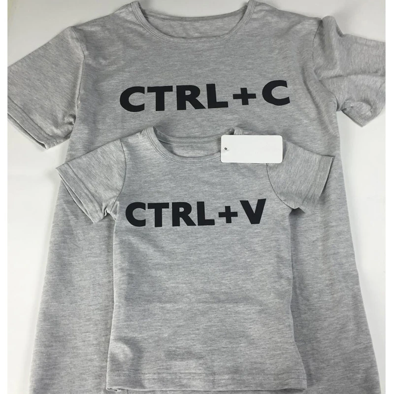 Camiseta Familia Одинаковая одежда для папы и меня Милая футболка с принтом Ctrl C + V всей