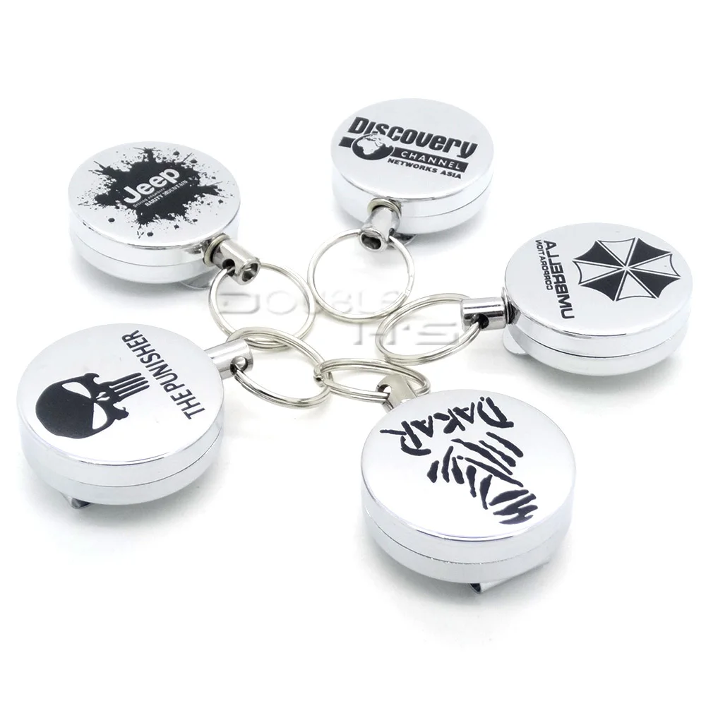 Recoil Extendable Metal Wire 60cm Key Chain Ring Clip Pull Keyring Retracting