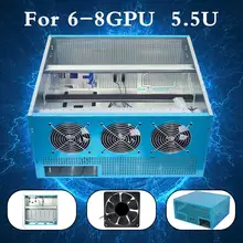 5.5U Mining Rig Frame Case For 6-8 GPU Crypto-currency ETH BTC Ethereum 3 Fans Optional