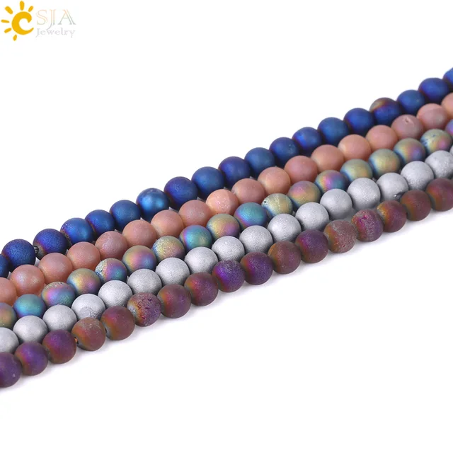 CSJA-Cuenta de piedra Natural suelta para fabricación de joyas, cuentas minerales de cuarzo de cristal en bruto, collares de pulseras DIY F545, 6, 8, 10, 12 y 14mm CSJA-Cuenta de piedra Natural suelta para fabricación de joyas, cuentas minerales de cuarzo de cristal en bruto, collares de pulseras DIY F545, 6, 8, 10, 12 y 14mm